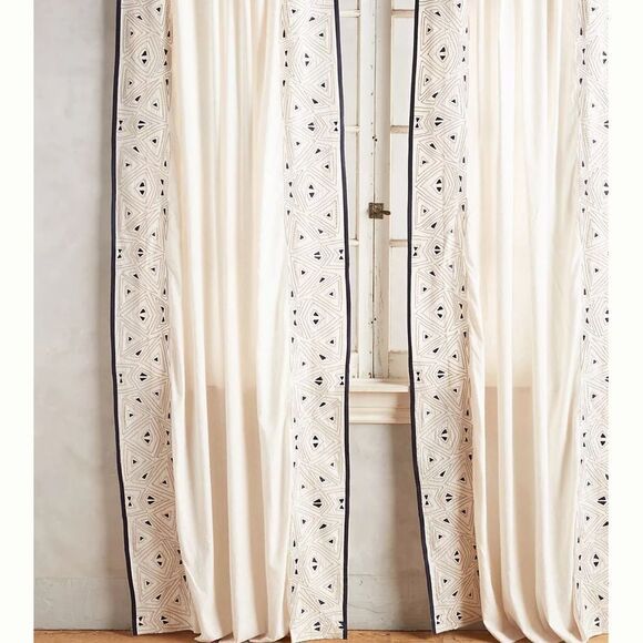 NWT Anthropologie Sketched Edge Curtain 50"x108" - Picture 1 of 3